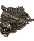 Close-up of a Vintage Box Hasp Lock for Jewelry Boxes and Wooden Drawers 54x58mm Zinc Alloy Antique Latch design