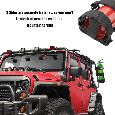 Gotta Have Badass Fire Extinguisher Mount Adjustable Roll Bar Safety Strap For Jeep Wrangler Gladiator Durable Nylon Belt American Flag Design Off Road Vehicle Essentials Heavy Duty Ride Gear
