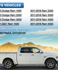 2010-2020 Dodge Ram truck in desert; compatible models for Ram Passenger Right Side Lower Mirror Glass Replacement with OE number shown