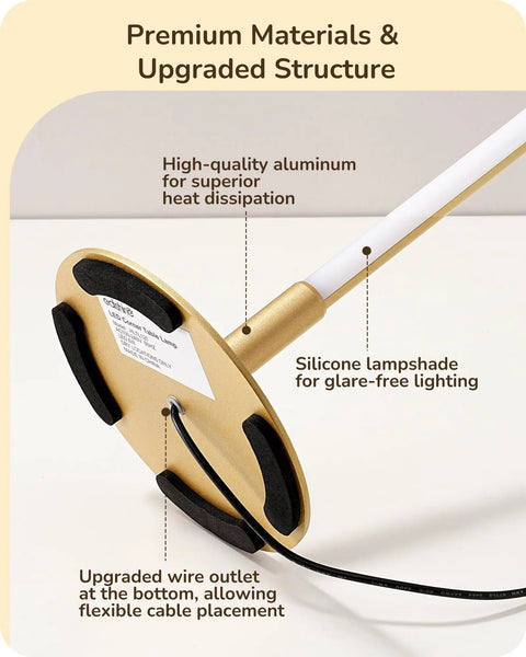 Base of LED Table Lamp With Stepless Dimming And 3 Color Temperatures 2700K To 6500K Modern Gold Metal Desk Nightstand Light