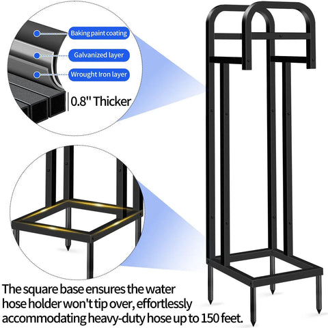Heavy Duty Freestanding Garden Hose Holder With Upgraded 150 Ft Capacity Metal Hose Stand, sturdy four leg design, steel layers