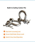 Heavy Duty Marine Grade Bow Shackles Built Tough From 316 Stainless Steel For Real Saltwater Resistance And Hard Core Boat Rigging Gear 3/8 Inch 2 Pack with built-in safety cotter pin.