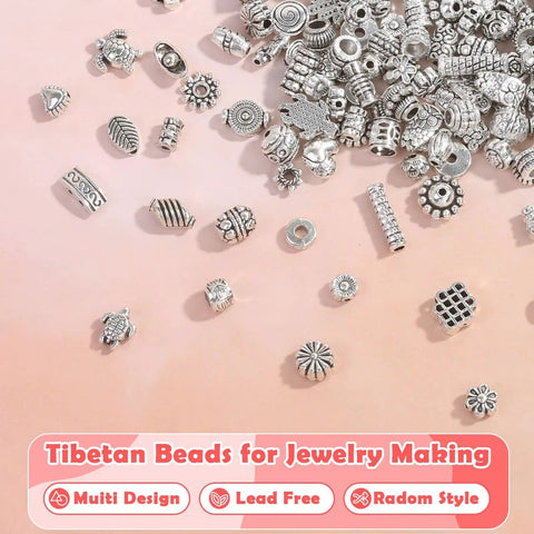 350 Pcs Silver Spacer Beads For Jewelry Making Bulk Mixed Styles Metal Beads for crafting and DIY projects