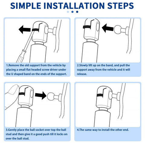 Installation steps for Premium Heavy Duty Liftgate Struts For 2007 To 2014 Chevy Tahoe Yukon Suburban Escalade.