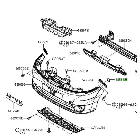 Diagram of Nissan NV200 Front Tow Hook Bracket Cover Cap Durable Plastic Replacement With Easy Install for 2013-2020