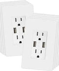 Turbocharged Fast Charge USB Wall Outlet With 4A Shared Power And 2.4A Per Port For iPhone Android Tablets And More UL Listed 15A Tamper Resistant Receptacle Dual USB Charging Ports 10 Pack