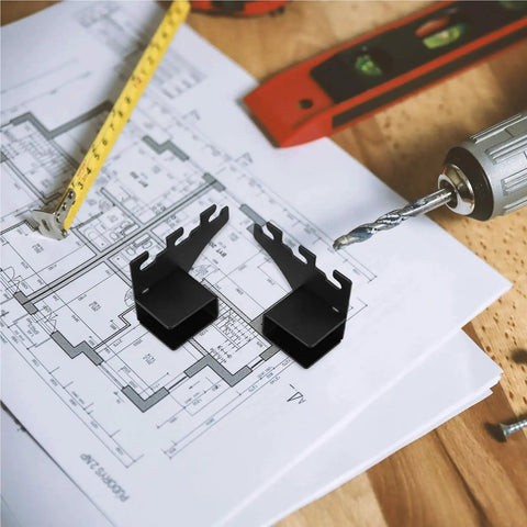 Beefy Heavy Duty Stainless Steel Square Pipe Shelf Bracket Set on architectural plans with tools for cabinets