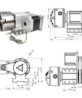 K12 130mm CNC 4th Axis For Router Table Rotary Milling Machine With 30mm Through Hole, 4 Jaw Chuck Dividing Head, Nema 34 Motor