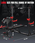Dimensions of Beefy 1980 Lb Weight Bench With Wide Grip Rack For Home Gym Bench Press Set Leg Extension Preacher Curl