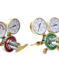 Dual Welding Gas Gauges Regulators Combo Oxygen CGA 540 And Acetylene CGA 510 Two Pack Pro Grade Brass Fittings High Precision