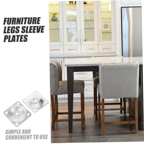 Heavy Duty Metal Mount Plates For Sweet Zero Hassle Table Leg Swaps 20 Piece Furniture Connector Kit with two iron mount plates.