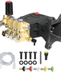 Horizontal Triplex Plunger Pressure Washer Pump 1 Inch Shaft 4000 PSI Three Point Five GPM Heavy Duty Replacement. 