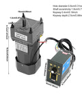 Heavy Duty 120W Single Phase Gear Motor With Speed Controller For Industrial Machinery Textile Works Die-Cast Aluminum Build And Double Bearings dimensions and wiring view.