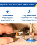 Hand tightening 18 Inch Braided Stainless Steel Water Heater Connector Hose 3/4 Inch FIP X 3/4 Inch FIP on water heater
