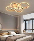 Dope Modern 6 Ring LED Ceiling Light With Remote And App Control in a stylish bedroom setting