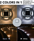8 Pack Solar Driveway Lights Outdoor With Dual Color Modes Warm White And Cool White Waterproof LED Marker Lights lit up on path at night
