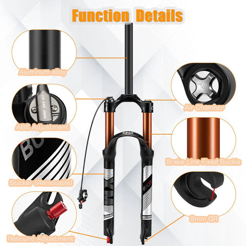 Travel 120mm Air Suspension Fork For Mountain Bikes With Rebound Adjust Manual And Remote Lockout One Eighth Inch Straight