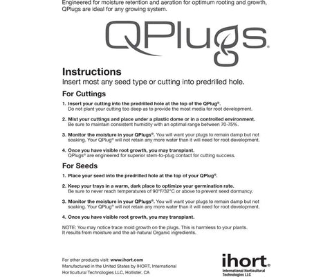 Q Plug Cubes Bag Of 100 Brown For Seedling Germination And Clone Rooting In Dense Tray Systems Transplant Ready And Easy To Use Propagation Starter For Home Growers And Pros