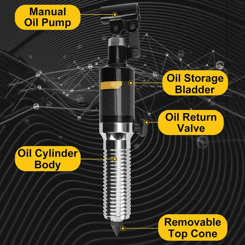 Close-up of the Heavy Duty 50 Ton Hydraulic Bearing Puller Tool with adjustable gear and claw shaft, labeling key parts.