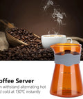 Pour Over Coffee Kettle With Measurement Scales, High Borosilicate Glass Server For Hand Drip Brewing At Home Or In Coffee Shops, Brown Finish