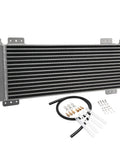 Heavy Duty Transmission Oil Cooler For Trucks And Vans Up To 40K GVW With Low Pressure Drop Direct Fit Upgrade Your Ride Today, 8.5x22.75x1.25 inch aluminum