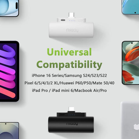Grab And Go Mini Portable Charger Packing Sleek Built In Usb C Cable Plug Right Into Device No Tangled Cords To Deal With Pocket Sized Power Bank For Daily Grinds And Weekend Rides with devices.