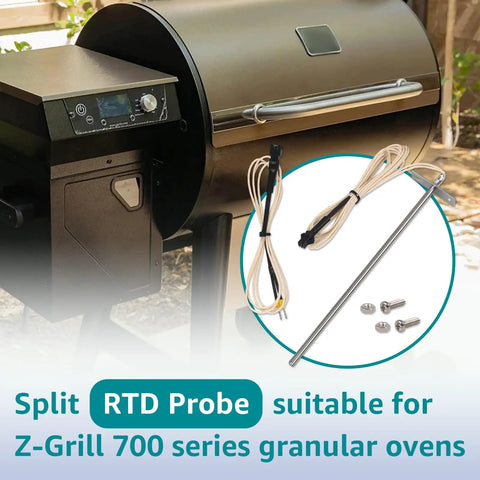 Pro Grade Precision RTD Temperature Probe Sensor For Z-Grill 700 Series Pellet Grills Replacement ZG-RTD-2 7-inch stainless steel