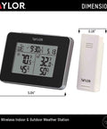 Wireless Indoor Outdoor Thermometer And Hygrometer Weather Station Battery Powered Alarm Easy To Read Display Dimensions