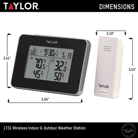 Wireless Indoor Outdoor Thermometer And Hygrometer Weather Station Battery Powered Alarm Easy To Read Display Dimensions