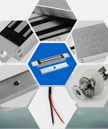 Flush Mount Magnetic Lock 350Lb 180Kg Beefy Holding Power for Access Control on a Single Door 12V Electromagnetic Lock Fail Safe Built In Surge Suppressor Steel Alloy with close-up of components.