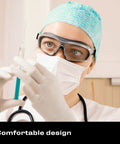 Healthcare worker wearing Anti Fog Safety Goggles For Men And Women With Premium Coating in medical setting