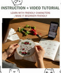 Person using Beginner Embroidery Stitch Book With Fabric Pages, 32 Essential Stitches In Logical Progression For Adults, DIY Sewing Kit