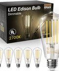 Edison Style Vintage LED Bulbs With Retro Vibes Dimmable 60W Equivalent Warm White 2700K ST58 Clear Glass E26 Base 6 Pack