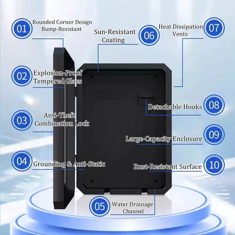 Heavy Duty EV Charger Lock Box With Key Weatherproof Cover For Electric Vehicles showcasing sun-resistant coating and anti-theft combination lock.