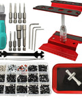 All In One RC Car Repair Stand With 360 Degree Rotation, 523 Piece Screw Kit, Sockets And Screwdrivers Pallet For 1/8 Through 1/18 Scale Crawlers Trucks And Buggies components displayed