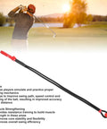 Golf Swing Training Rope With Ergonomic Grip For Beginners, Warm Up Aid And Posture Corrector on a course with sunset