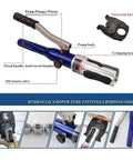 Heavy Duty Hydraulic Copper Pipe Press Tool For Fittings And Pex Clamping Pro Grade With U Th M V Dies 60kN 15mm Stroke