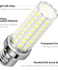LED Corn Bulb 150W Equivalent 2500 Lumens 6500K Cool Daylight White Non Dimmable E26/E27 Base showing LED chips and screw base