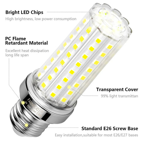 LED Corn Bulb 150W Equivalent 2500 Lumens 6500K Cool Daylight White Non Dimmable E26/E27 Base showing LED chips and screw base