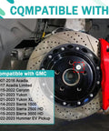 Brake rotor with black hub showing M8 brake rotor screws, compatible with 4 Pack Brake Rotor Screws M8X20X125MM Straight Up Direct Swap Oem Replacement For 11609271 Heavy Duty Disc Fasteners Built Solid For Gmc Acadia Seamless Ride Upgrade Kit.