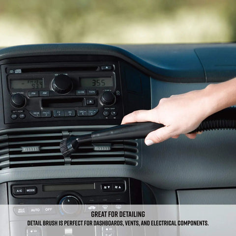 Using Compact 2.5 Gallon Wet Dry Shop Vacuum With 2 Peak HP Blower Function for cleaning car air vent in dashboard