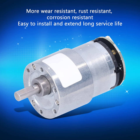 12V DC Gear Motor with Encoder Micro Geared Motor for Forward and Reverse Motion 20 RPM shown on blue background