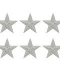 Country Rustic Barn Star Set Of 6 Metal Wall And Door Decor Five And A Half Inch Primitive Whitewash Grey Finish