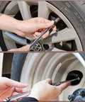 Dual Head Truck Tire Pressure Gauge With Plastic Scale Plate, Zinc Alloy Heads, Push Pull Chucks For Outer And Inner Wheels, 30 Degree Reverse Head For Tight Valves, Hanging Ring For Easy Storage, Precise Pressure Readouts used on truck wheel valves