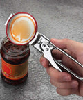 All In One Adjustable Jar And Can Opener No Fuss Stainless Steel Manual Kitchen Gadget opens jar with lid gripper
