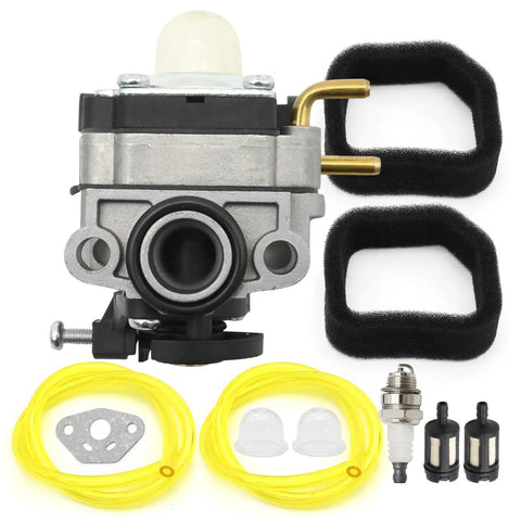 Carburetor Kit Replacement For MTD Cub Cadet WS410 WS4200 E410 E405 C410 C405 Engines And Troy Bilt TB304S TB304H TB304 Engine Models Budget Friendly Durable Fit Easy Install, showing components including carburetor, gaskets, fuel lines, spark plug, and filters.
