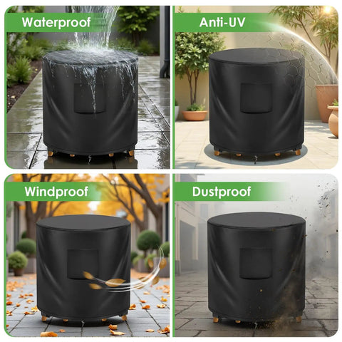 Outdoor Round Patio Table Cover 24 Inch Diameter By 28 Inch Height Waterproof UV Resistant for small bistro tables in rain, sun, wind, dust