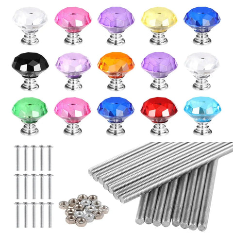 All In One DIY Threaded Rod Kit With 60 Pieces On 8-32 Threads, Includes 15 Metal Rods, Screws, Nuts, Rhinestone Heads