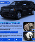 Direct Replacement Fuel Pump Lock Ring For Buick Cadillac Chevrolet Dodge Ford GMC Hummer Isuzu Jeep Lincoln Mazda Pontiac Ram Saab Saturn Suzuki Volkswagen GM Fits OEM Specs, No Fuss Install, Universal Lock Ring Clip shown before and after installation in SUV.