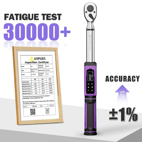 Digital Torque Wrench With Three Eighths Inch Drive, 1.5 To 99.56 Foot Pounds And 2.03 To 135 Newton Meters, One Percent Precision
